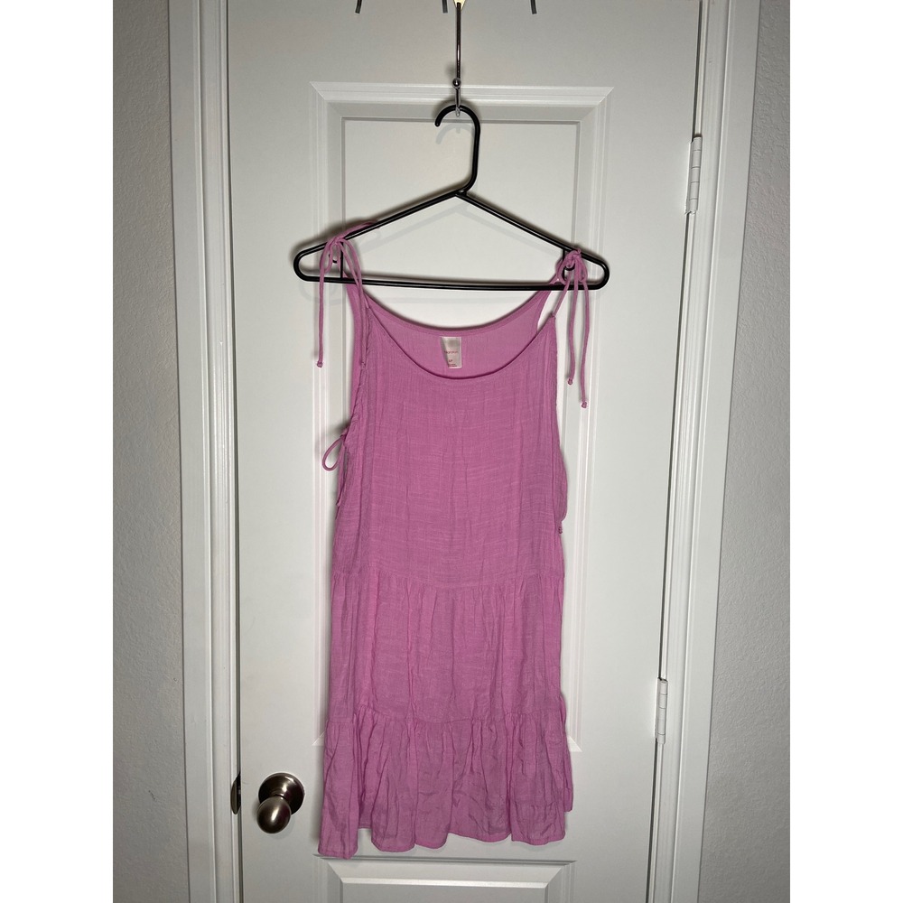 Xhilaration Pink Dress Tie Strap Sleeveless Tiered Casual Summer cover up dressS